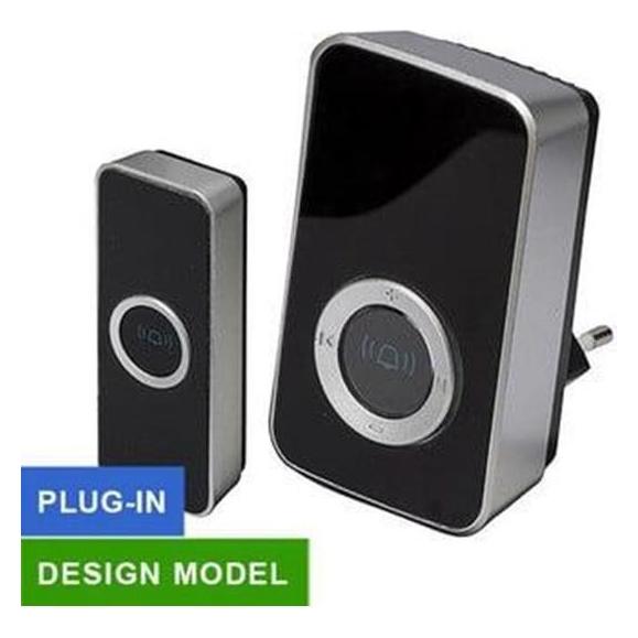 Konjac Sponge Trend Trådløs Dørklokke "design" plug-in sort (FOS-102005)