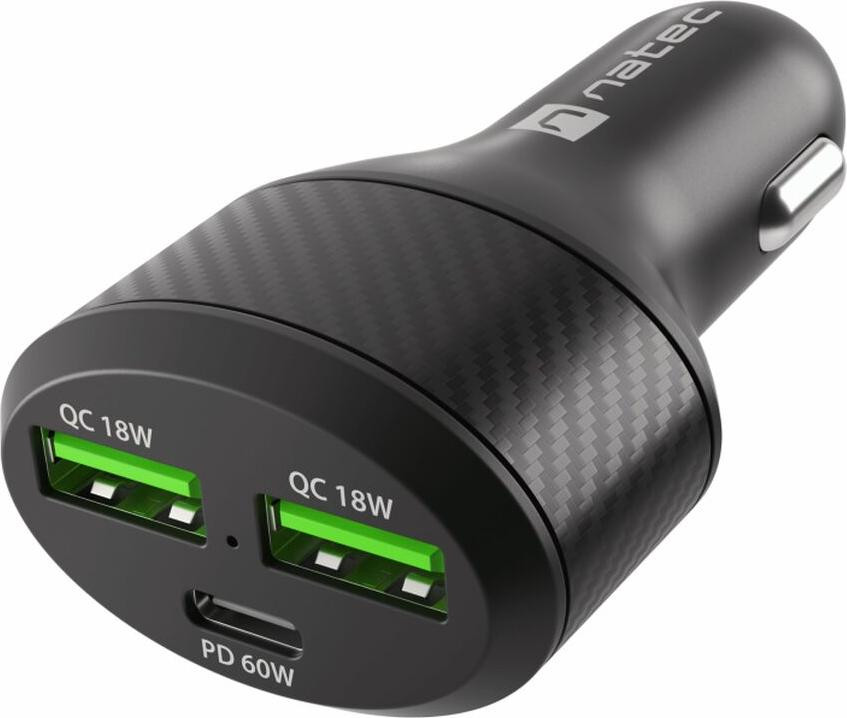 Natec Coney auto-adapter met sigarettenaansteker, 20V, zwart