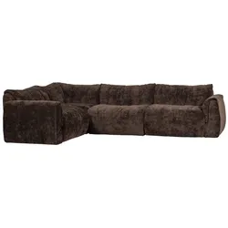 Ecksofa Baggy 3D-Chenille-Stoff, modern und bequem, links, dunkelbraun, vielseitig kombinierbar
