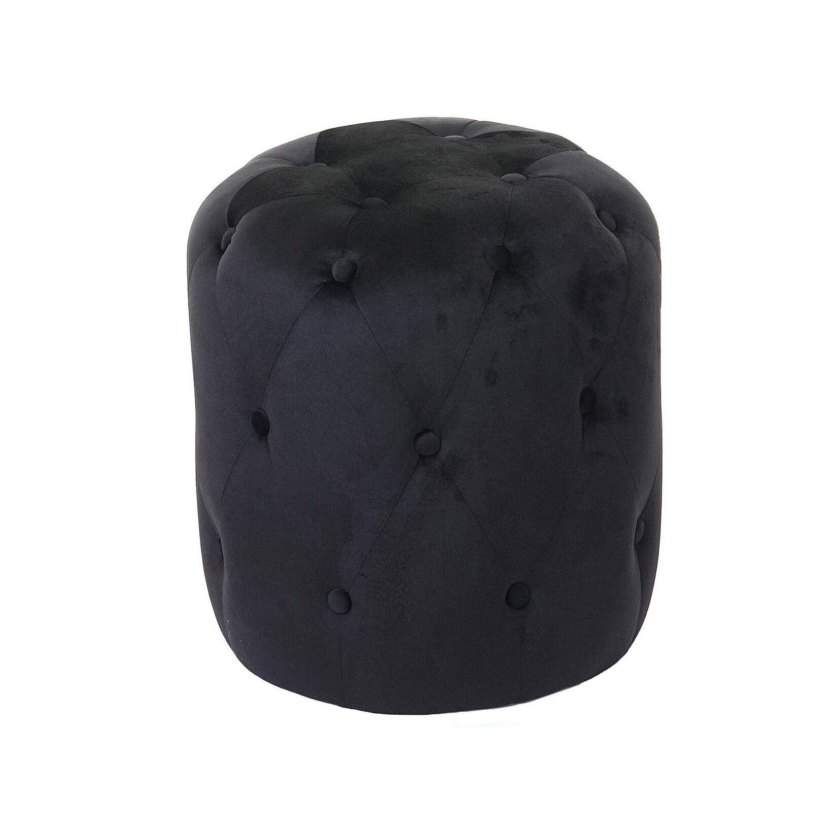 Hocker MCW-D22, Sitzhocker Ottomane, 42x39cm MVG-zertifiziert ~ Samt schwarz
