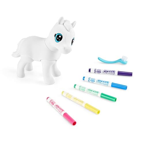 Crayola Washimals Jumbo Pets Evie Pony - 15 cm - Paard met beweegbaar hoofd en benen inclusief 5 uitwasbare viltstiften en borsteltje