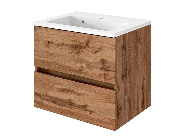 Meuble vasque Tira 60cm Marron/Imitation chêne wotan