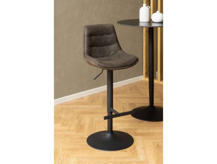 Barhocker ACTONA GROUP Adisa Barstuhl, Küchenstuhl , braun (graubraun), B:47cm H:95cm T:52,5cm, 100% Polyester, Hocker, Barhocker, Stoff, schwarzer Trompetenfuß, Gasfeder, drehbar, 2er-Set