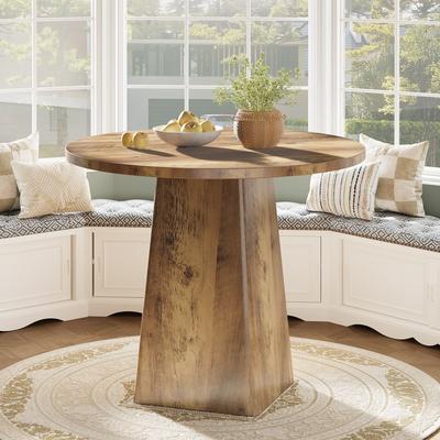 1Easylife "31.5"" Industrial Round Kitchen Dining Table for Small Spaces"