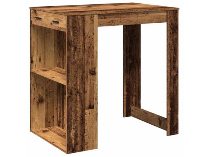 KGHERMDF Bartisch Altholz-Optik 102x70x103,5 cm Holzwerkstoff 2 Ablagen, 1 Schublade, Stauraum, Küche, Wohnzimmer, Essbereich, Pflegeleicht
