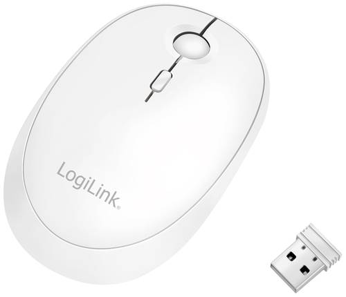 LogiLink ID0205 Maus Bluetooth, Funk Optisch Weiß 1600 dpi Wiederaufladbar