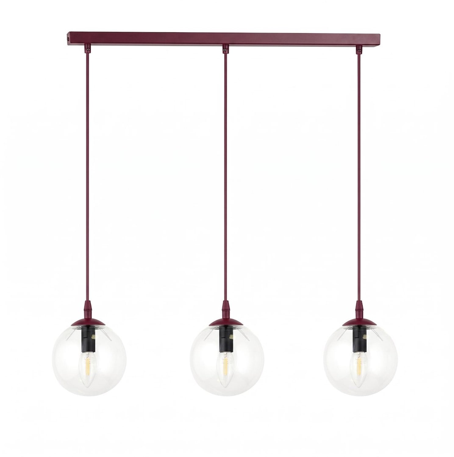 Emibig Cosmo 3 Burgundy Transparante Glazen Plafondlamp
