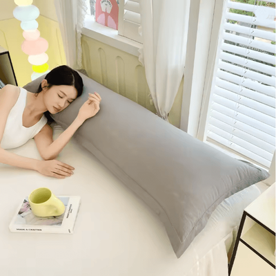 Inspire Essentials Ultra Soft Washed Long Body Pillowcase For Couples Extra Long Solid Color Pillow Cover d 48x180cm