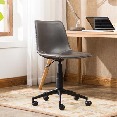 Ostweer Gray Vanity Chair Office Chair with Adjustable Height, Leather Visitor Chairs Executive Chairs with Wheels