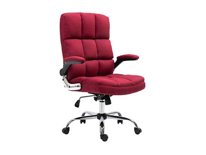 Mendler Bürostuhl HWC-J21 höhenverstellbar - Stoff/Textil weinrot