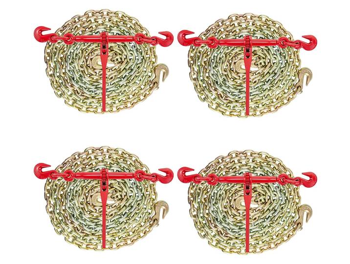 Kit de chaîne et de cerclage VEVOR 3/8\ - 1/2\ \, 9215 lbs de résistance au travail\, chaîne 3/8\ x 10' avec crochet G70 pour le transport par camion\, l'arrimage\, le transport\, le remorquage