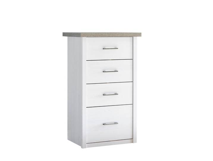Kinderkommode Luca / Corner, Weiß, Eiche, Kunststoff, 4 Schublade(n) Schubladen, 60x101x43 cm, stehend, Babymöbel, Kinderkommoden