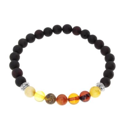 Armband OSTSEE-SCHMUCK "- Vivi 6 mm - Bernstein -" Gr. 19, bunt (mehrfarbig), Armbänder, Damen, Bernstein, Armband