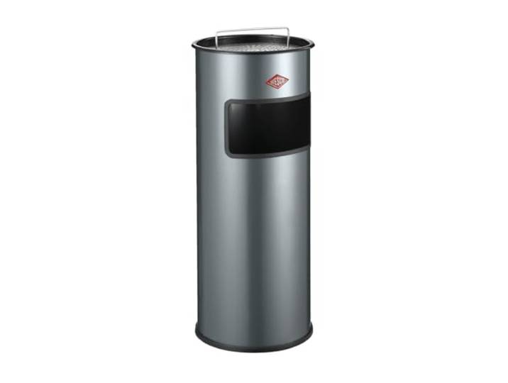 WESCO mittlerer Standascher mit Sieb in der Farbe graphit, pulverbeschichtetes Stahlblech, 30 Liter Volumen, Einwurfschlitz, ohne Einsatz