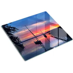 GLASPLATTE 60x52 cm Segelboote Sonne