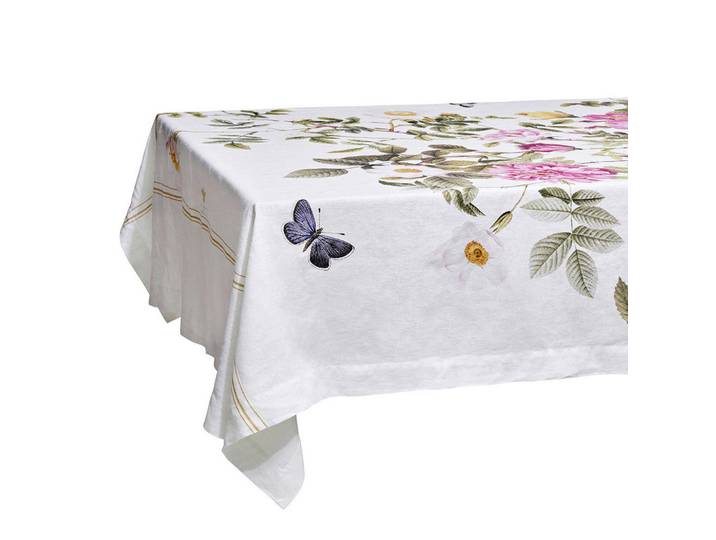 Tischdecke Rose Flower Garden, Hellrosa, Blume, rechteckig, 145x350 cm, nachwachsender Rohstoff, Heimtextilien, Wohntextilien, Tischwäsche, Tischdecken