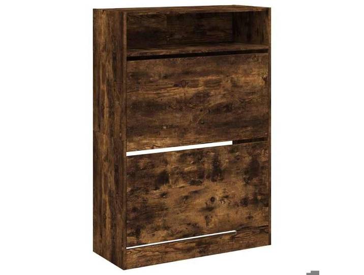 Armoire à chaussures(bonne ventilation) - Meuble d Entrée Couloir - 2 tiroirs rabattables chêne fumé glv22q