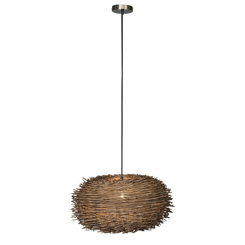 Qazqa Hatch 45 Landelijke Hanglamp Bruin Rotan - Rond