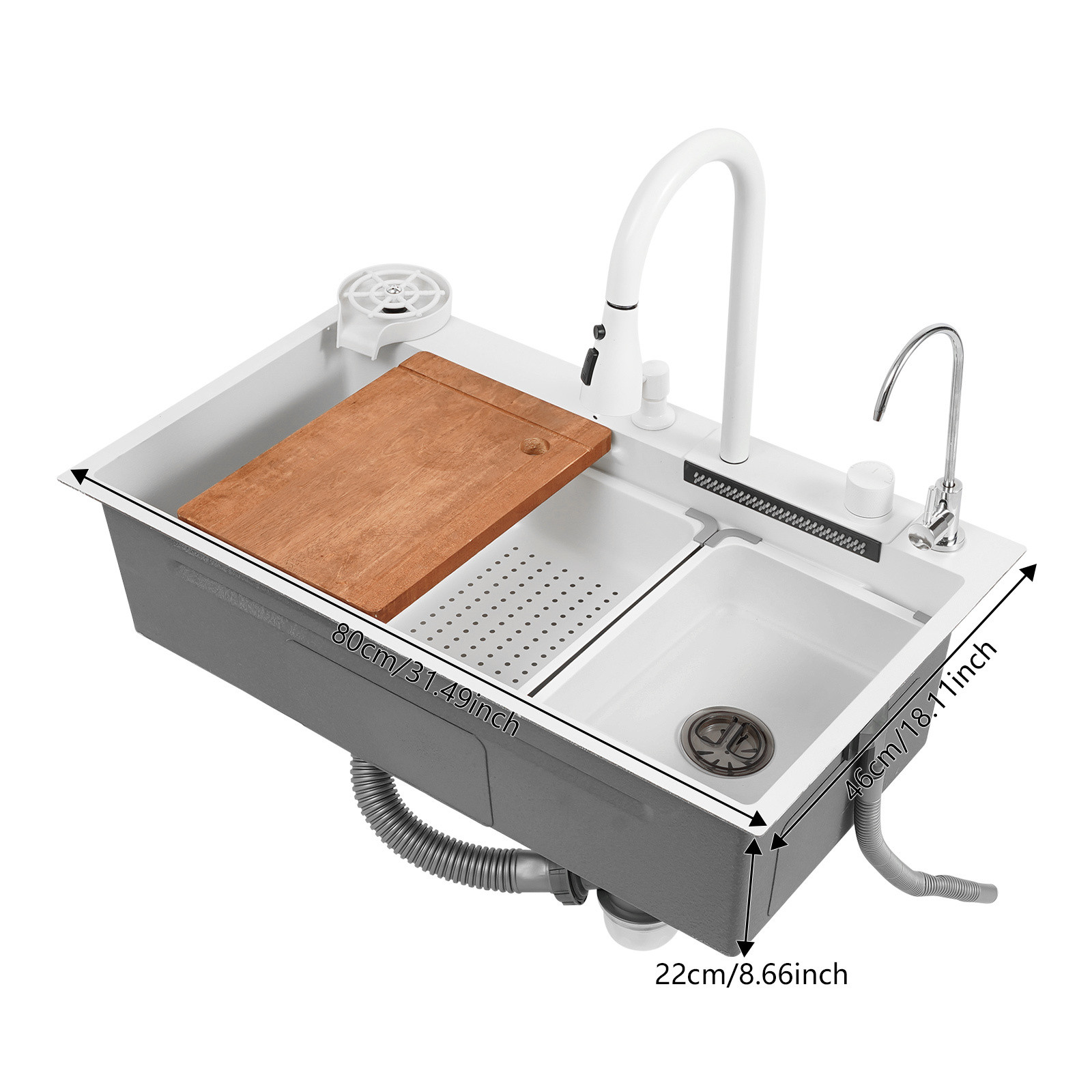 Easybuy Keukenwastafel met één kom, wit