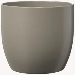 Blumentopf Übertopf BASEL Pflanztopf matt hellgrau rund Keramik H 13 Ø 14 cm