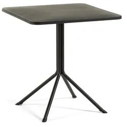 RATTATAN Quadratischer Outdoor-Tisch 70x70 cm aus Polypropylen und verzinktem Stahl für Garten, Bar, Terrasse, Hotel, Restaurant, robust – Willy/Schwarz