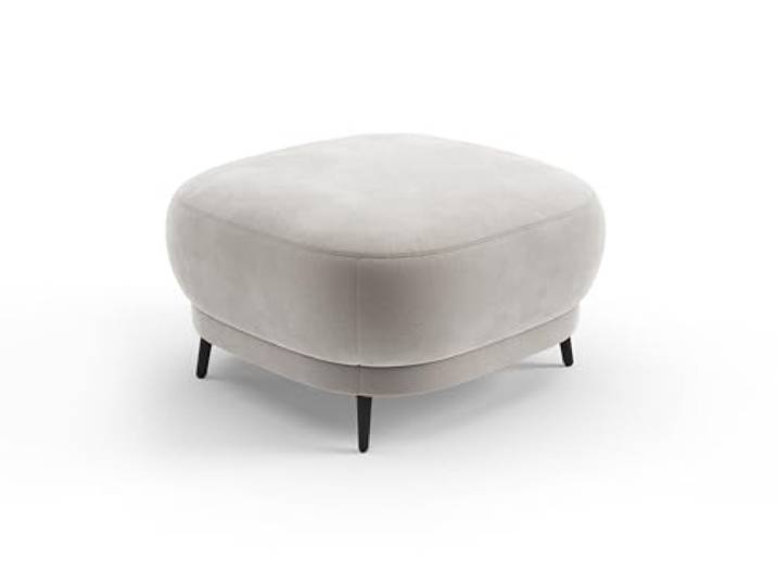 CAVADORE Hocker Blue/Polsterhocker im modernen Design mit mattschwarzen Metallfüßen, ideal als Fußhocker oder Sitzgelegenheit / 90 x 49 x 90 / Mikrofaser, Hellgrau