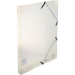 Exacompta Heftbox Crystal, 5962E, aus Kunststoff, A4, 2,5 cm Füllhöhe, transparent, Verschluss seitlich mit Gummizug
