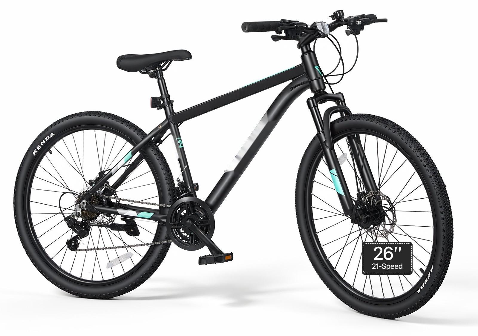 Mountainbike - Erwachsenenfahrrad - 66-cm-Laufräder - 21-Gang-Schaltung - Aluminiumrahmen - Federgabel - 120 kg Tragkraft - Schwarz