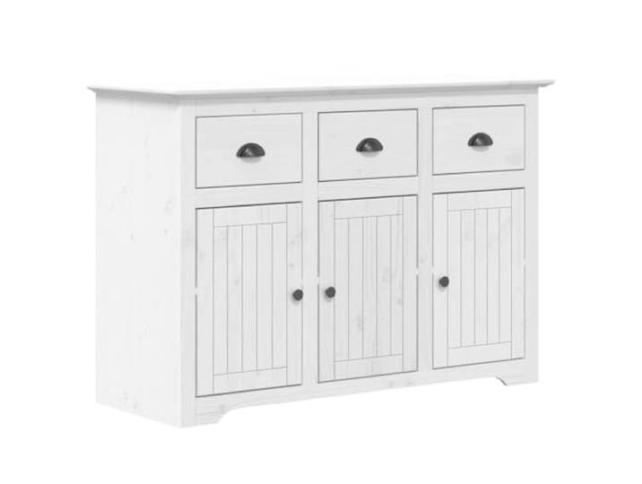 Coespram Sideboard Weiß 115,5x44x80 cm Kommode Massivholz Kiefer BODO Rustikaler Anrichteschrank aus Massivkiefer mit 3 Schubladen und 3 Türen für Wohnzimmer und Flur.