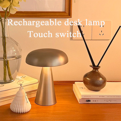 Trendy Discount Goods Retro Mushroom LED Table Lamp With Touch Sensor, Rechargeable Bedside Reading Lights For Bedroom And Bar Decor white