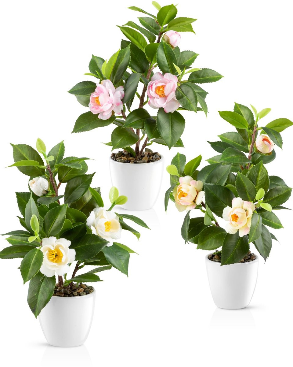 Dailygoods Kunstbloemen Trio met Keramische Pot