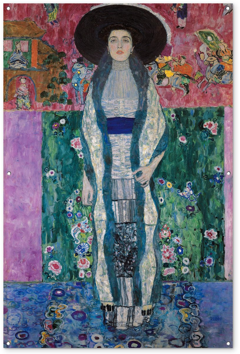 Tuindecoratie Tuinposter Portret van Adèle Bloch-Bauer II - Gustav Klimt - Buiten decoratie voor de tuin of schutting - Breedte: 120 cm, Hoogte: 180 cm