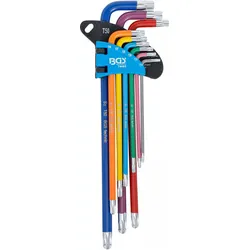 BGS, Sechskantschlüssel, Winkelschlüssel-Satz Multicolour extra lang T-Profil (für Torx) mit Bohrung und Kugelkopf T...