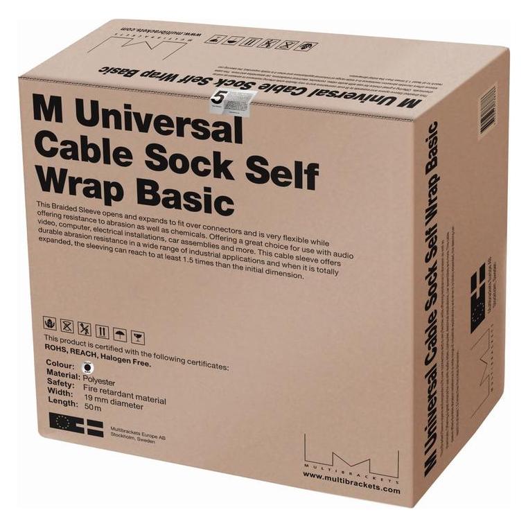Multibrackets M Universal Cable Sock Self Wrap Basic Black (Kabelschlauch, 5000 cm) (7350073738786)