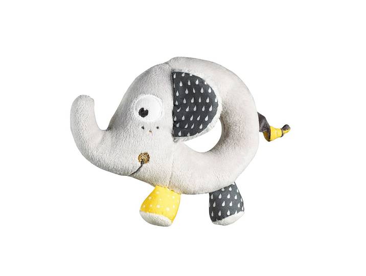 Hochet bébé éléphant en velours gris - BABYFAN - SAUTHON