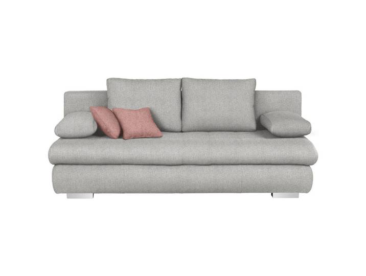 Ti'me Schlafsofa, Silber, Kunststoff, 3-Sitzer, Füllung: Schaumstoff, 205x88x96 cm, Liegefunktion, Rücken echt, Wohnzimmer, Sofas & Couches, Schlafsofas, Schlafsofas mit Bettkasten
