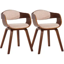 CLP 2er Set Stühle Kingston Stoff   Farbe: walnuss/creme, Gestell Farbe: walnuss