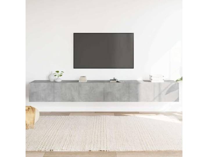 HEFZGDB 3-TLG. TV-Schrank-Set Betongrau Holzwerkstoff mit Wandmontage und reichlich Stauraum für Wohnzimmer Möbel