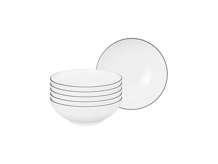 Seltmann Weiden Dessertschalen Lido Black Line weiß ø 15 cm 6er Set, Weiß, Keramik, Rund, Geschirr, Schalen & Schüsseln, Dessertschalen