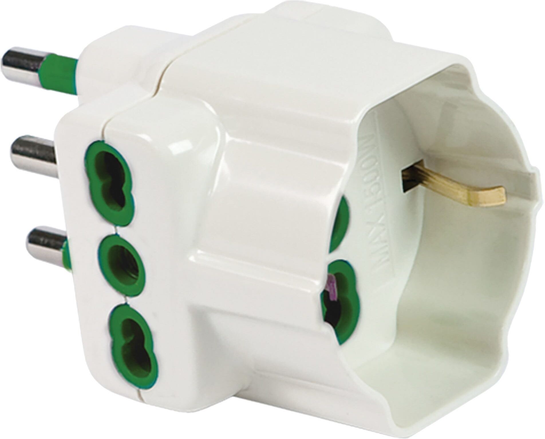 Fanton ADATTATORE TRIPLO  SPINA 2P+T 16A 1 SCHUKO 10/16A 2 PRESE 2P+T 16A BIANCA