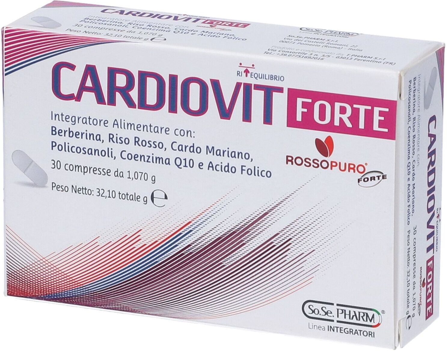 SO.SE.PHARM Srl Cardiovit Forte 30 Cpr - Integratore Cardiovascolare con Berberina, Riso Rosso e Coenzima Q10