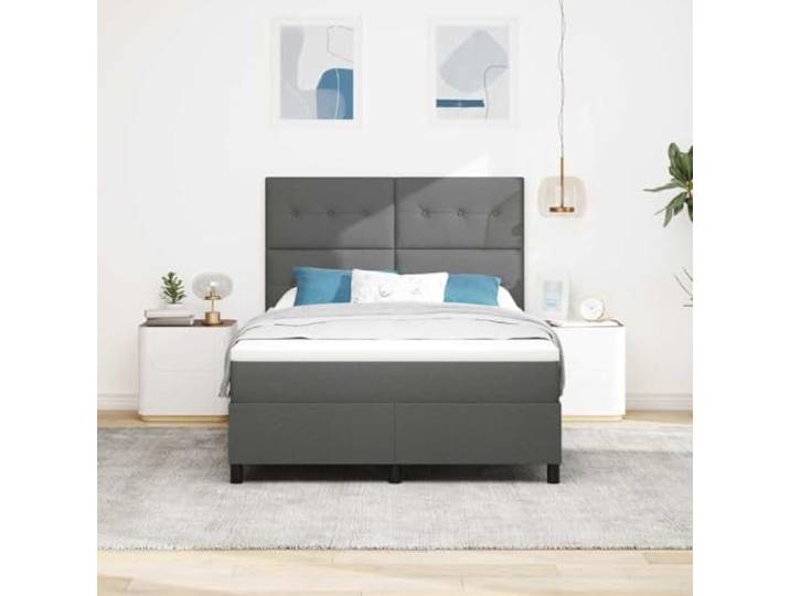 KTHLBRH Bett dunkelgrau 140 x 200 cm Stoff Matratze mittelhart, technisches Holz, Kiefer massiv, atmungsaktiv