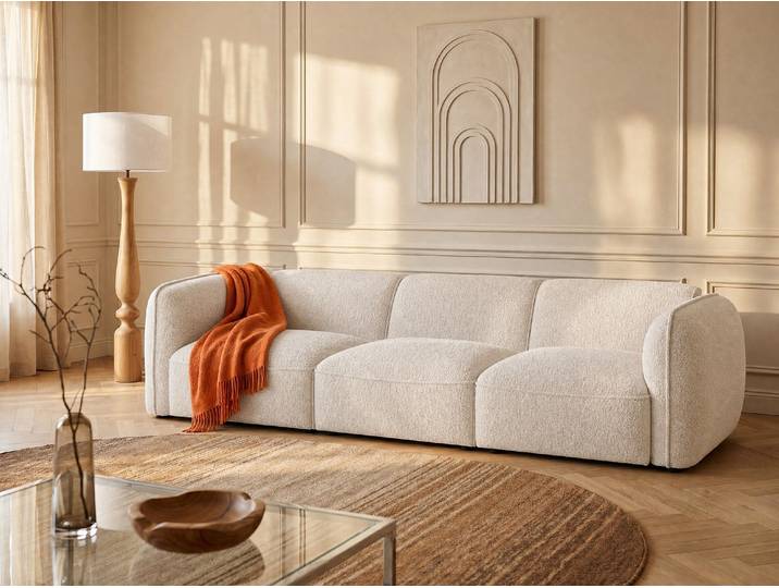 Modulierbares Sofa 3 Personen aus Chenille-Stoff in Beige von Maison Céphy CAMILIO
