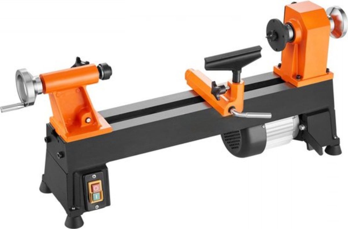 Draaibank 370W met 5 snelheden en accessoires, Oranje, Aluminiumlegering en Massief Staal
