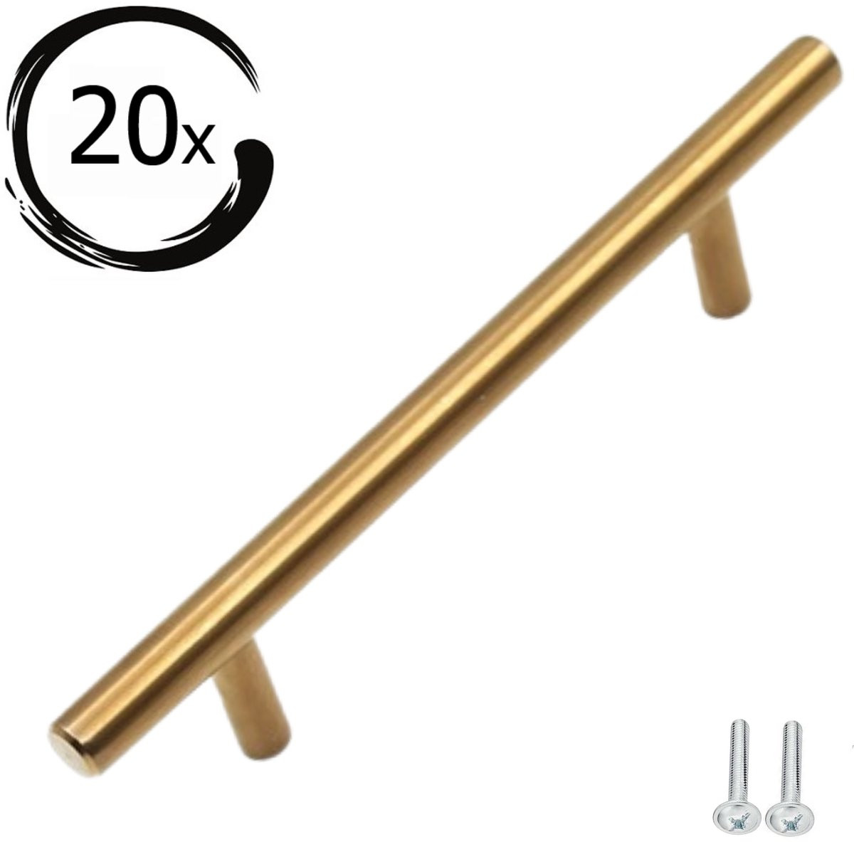20x Goudkleurige RVS handgrepen voor keukenkastjes en deurtjes, 128mm - By MJM