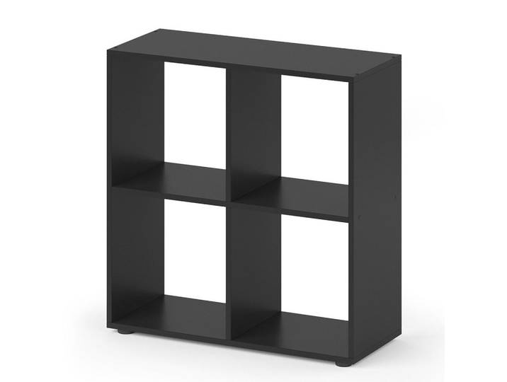 Vicco Raumteiler Tetra Schwarz 72.6 x 72 cm, Holzwerkstoff, 4 Fächer, Rechteckig, 72.6x72x29 cm, Wohnzimmer, Raumteiler & Paravents, Raumteiler