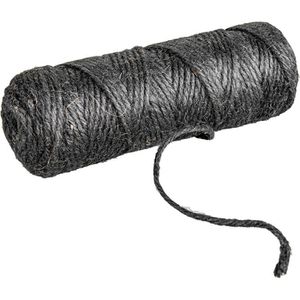 Rayher Bindfaden 4200101, Jutegarn, 4-fach, Stärke 3,5mm, schwarz, Länge 50m