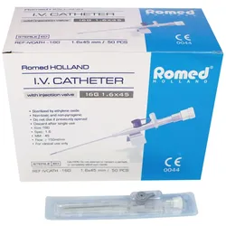 Romed I.V. Katheter Venenverweilkanülen 50 Stück grau 16G