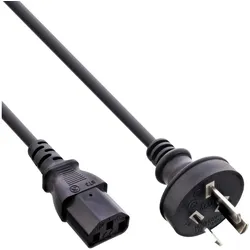 InLine 35er Bulk-Pack  Netzkabel, Netzstecker Australien auf Kaltgerätestecker C13, 1,8m (1.80 m), Stromkabel, Schwarz