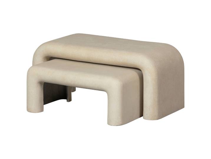 Livetastic Couchtischset Stani, Natur, Keramik, 2-teilig, Betonoptik, rechteckig, U-Form, 40x42x92 cm, Wohnzimmer, Wohnzimmertische, Couchtische, Couchtische Keramik
